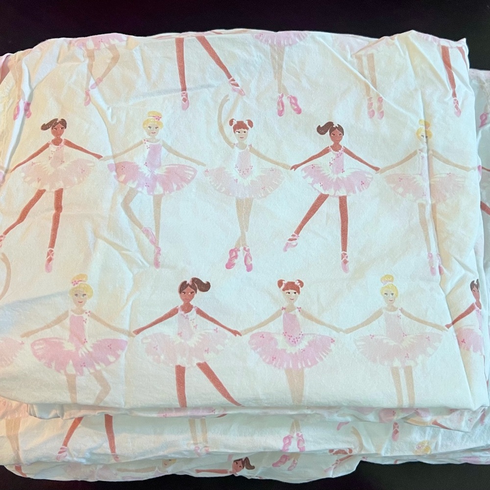 Pottery Barn Kids Ballerina Duvet Cover - Pink and White